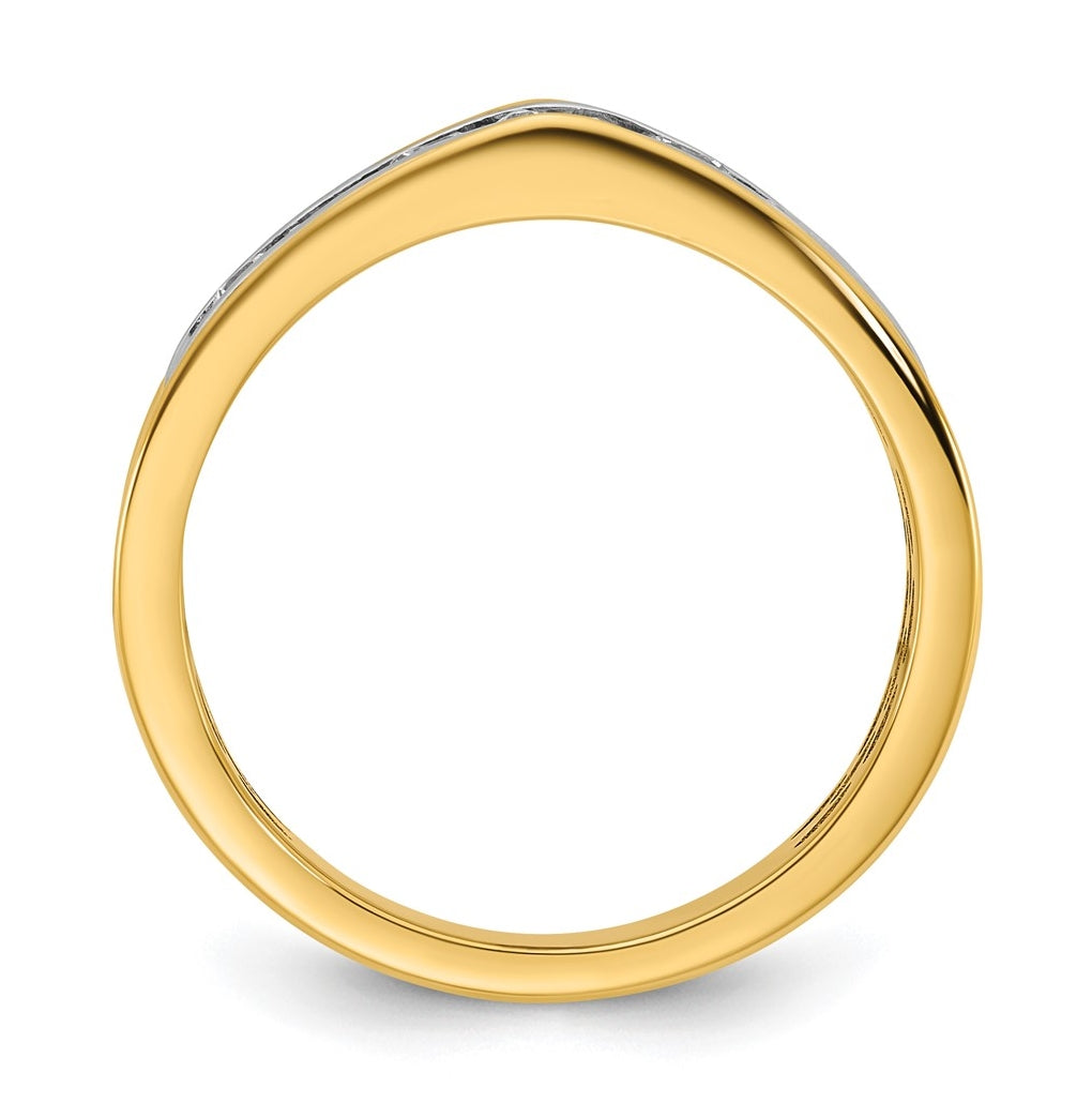14k Two-Tone Gold IB Goodman Mens Polished Complete 7-Stone 5/8ct Diamond Ring
