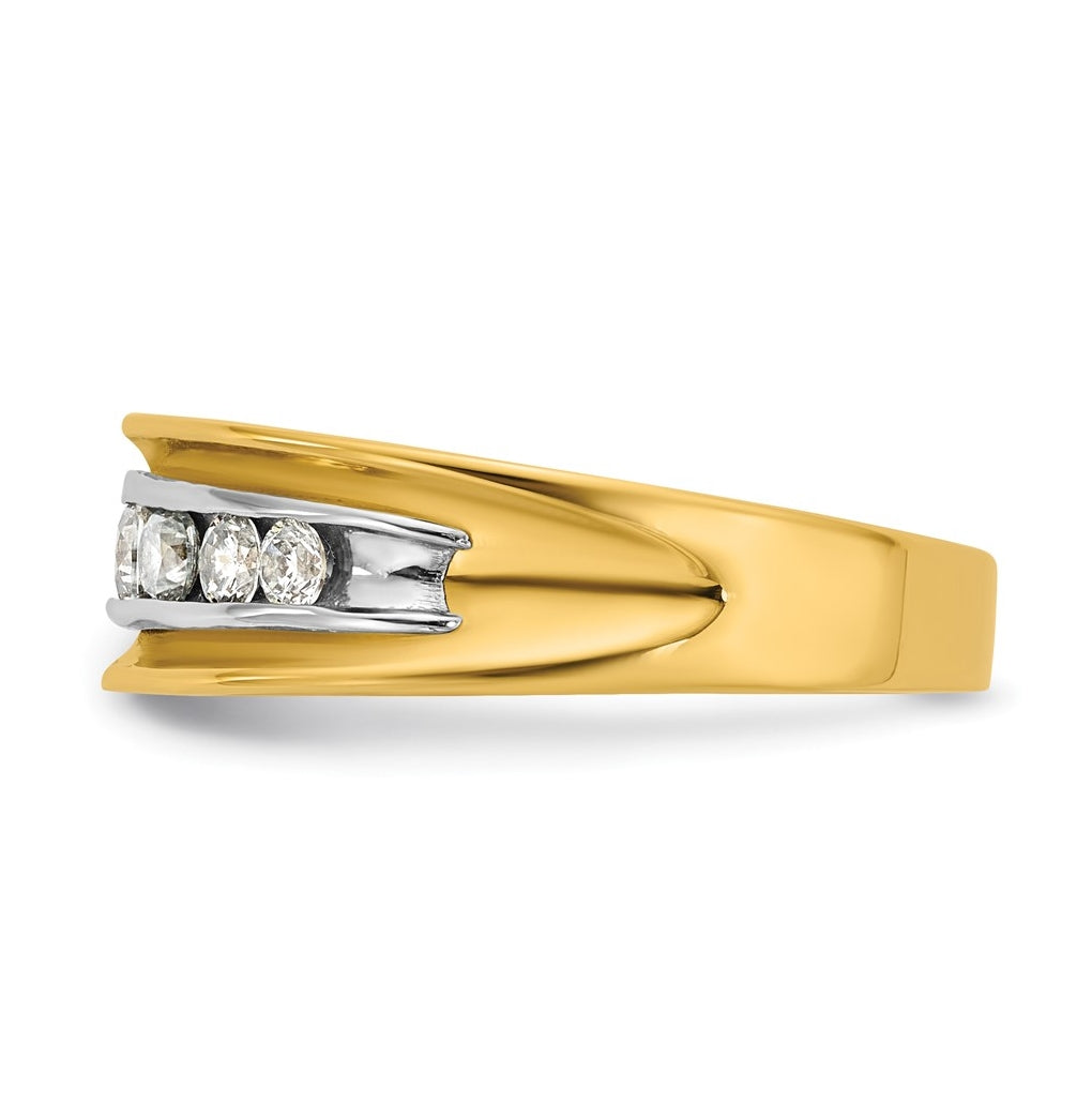 14k Two-Tone Gold IB Goodman Mens Polished Complete 7-Stone 5/8ct Diamond Ring