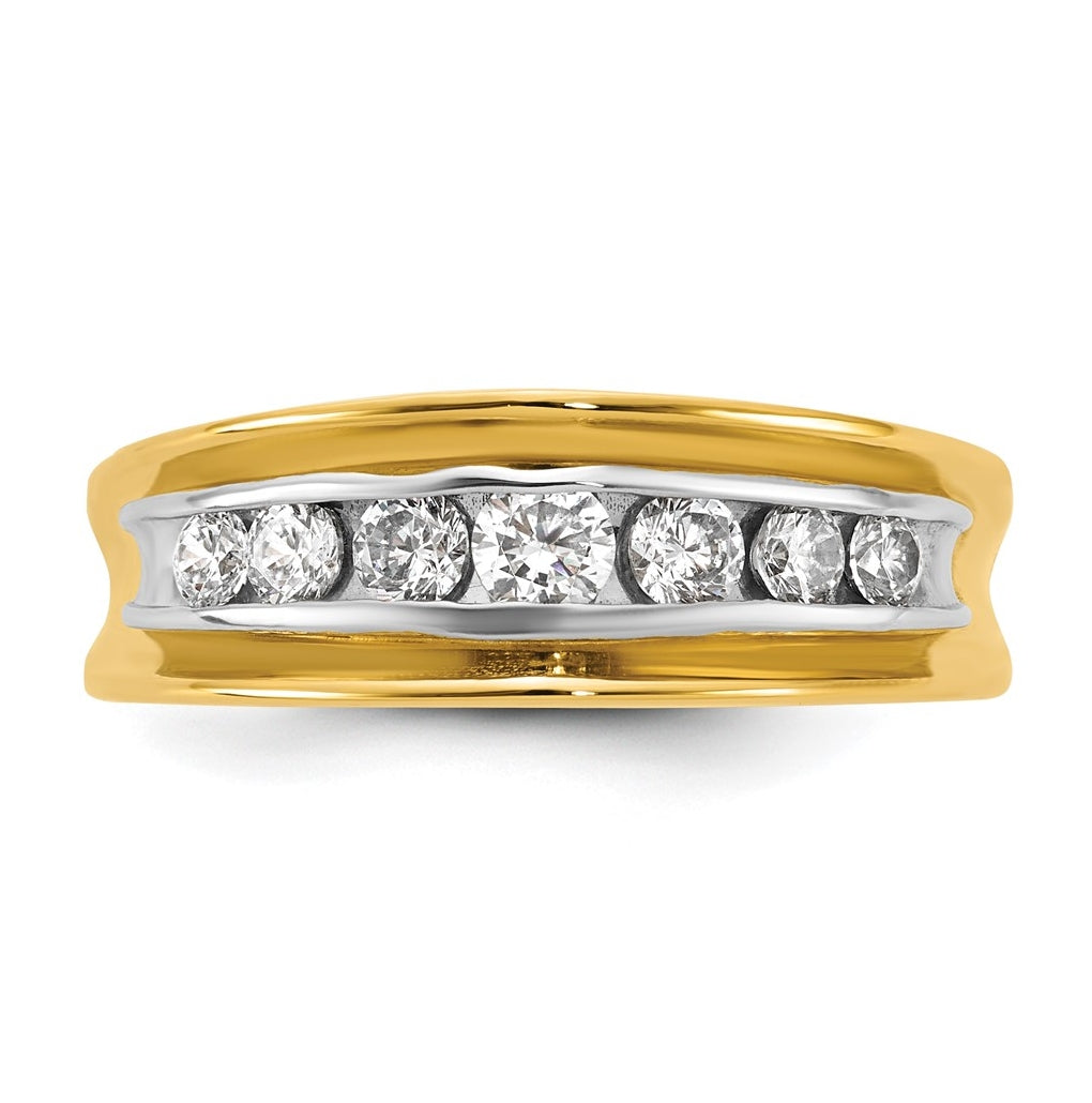 14k Two-Tone Gold IB Goodman Mens Polished Complete 7-Stone 5/8ct Diamond Ring