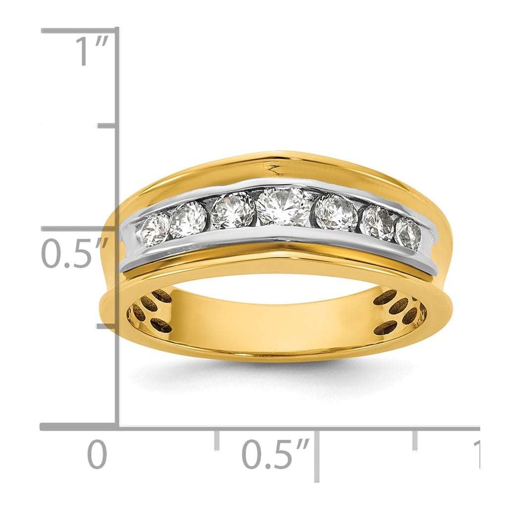 14k Two-Tone Gold IB Goodman Mens Polished Complete 7-Stone 5/8ct Diamond Ring