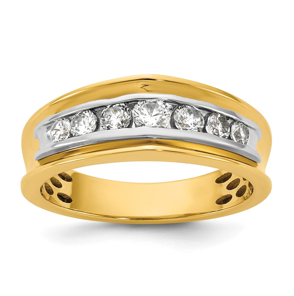 14k Two-Tone Gold IB Goodman Mens Polished Complete 7-Stone 5/8ct Diamond Ring