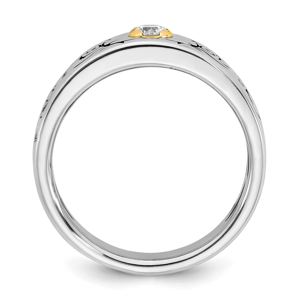 14k Yellow Or White Gold Antiqued IB Goodman Flame Mens Complete 1/5ct Diamond Ring