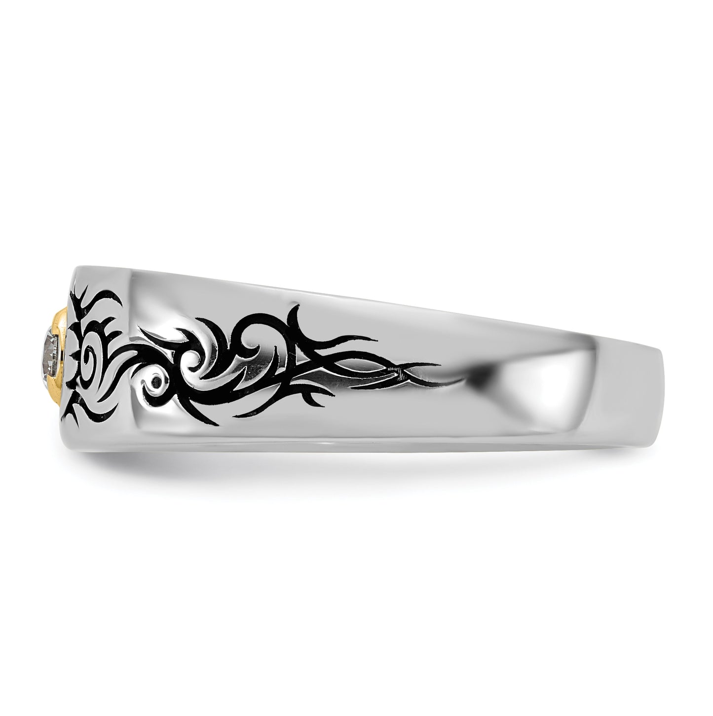 14k Yellow Or White Gold Antiqued IB Goodman Flame Mens Complete 1/5ct Diamond Ring