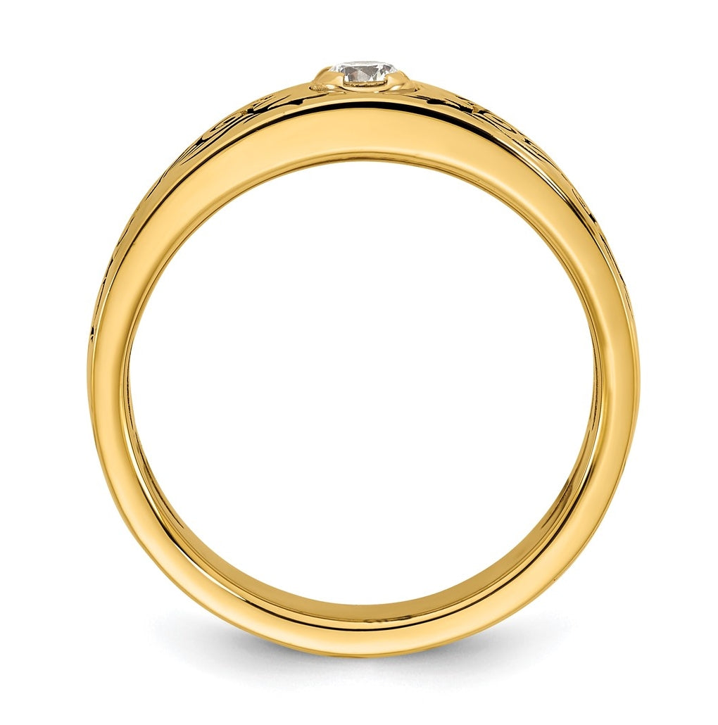 14k Yellow Or White Gold Antiqued IB Goodman Flame Mens Complete 1/5ct Diamond Ring