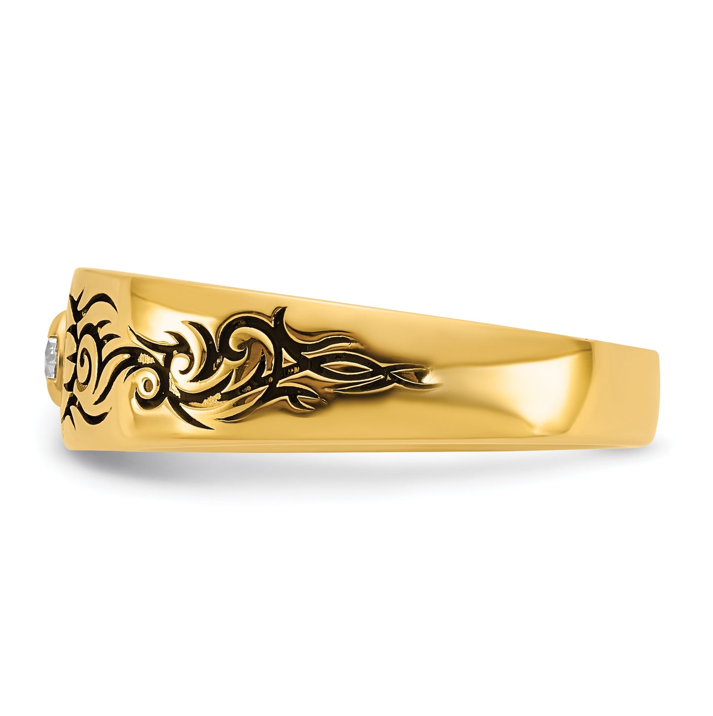 14k Yellow Or White Gold Antiqued IB Goodman Flame Mens Complete 1/5ct Diamond Ring