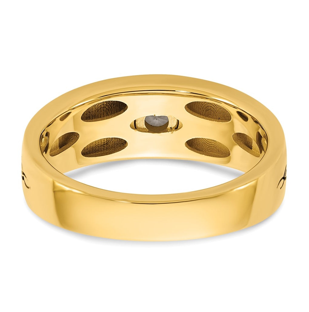14k Yellow Or White Gold Antiqued IB Goodman Flame Mens Complete 1/5ct Diamond Ring