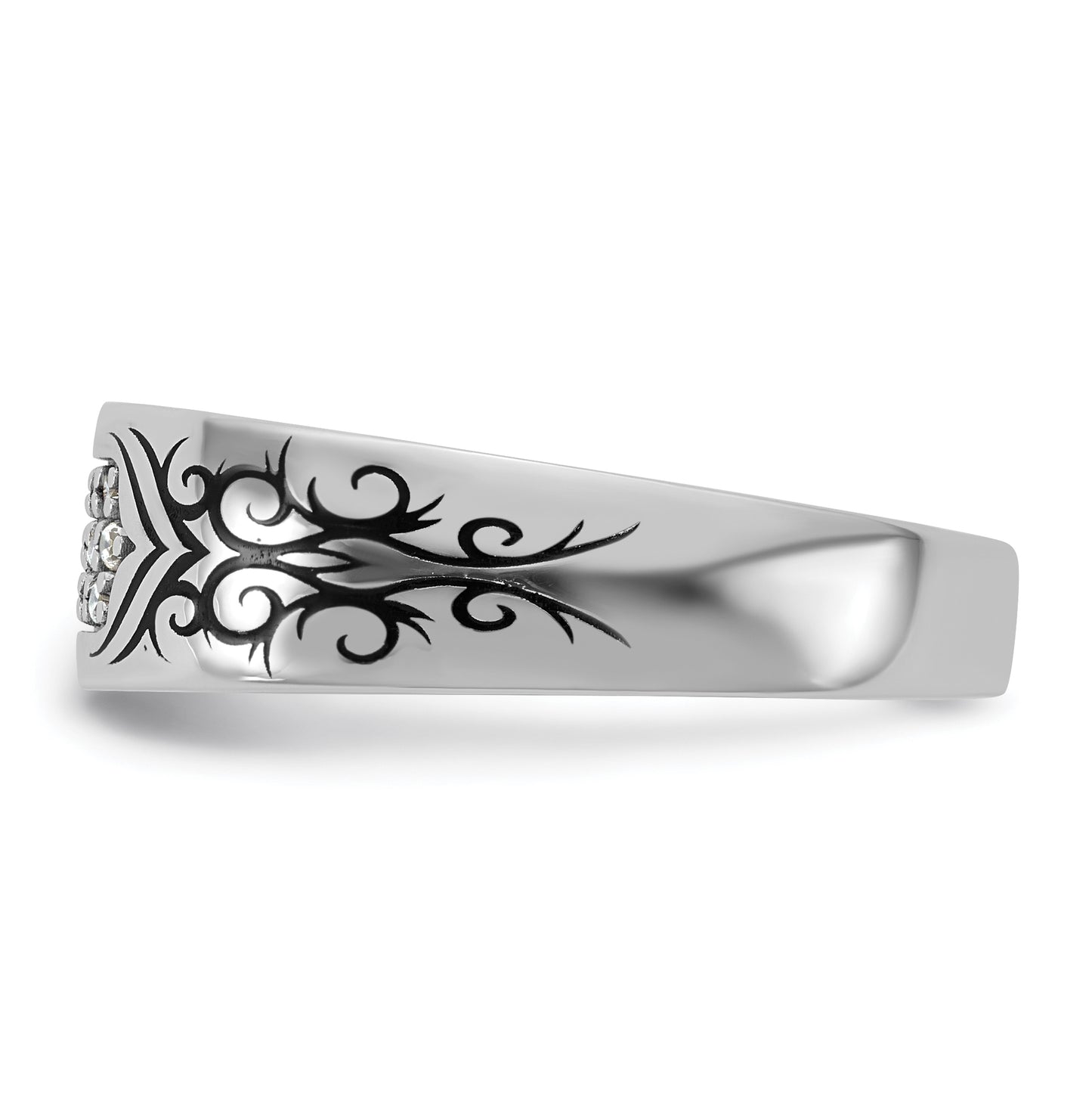 14K Yellow Or White Gold Antiqued IB Goodman Scroll Mens Complete 1/5ct Diamond Ring