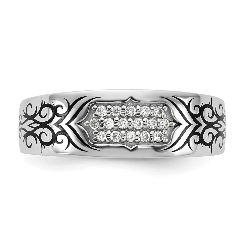 14K Yellow Or White Gold Antiqued IB Goodman Scroll Mens Complete 1/5ct Diamond Ring