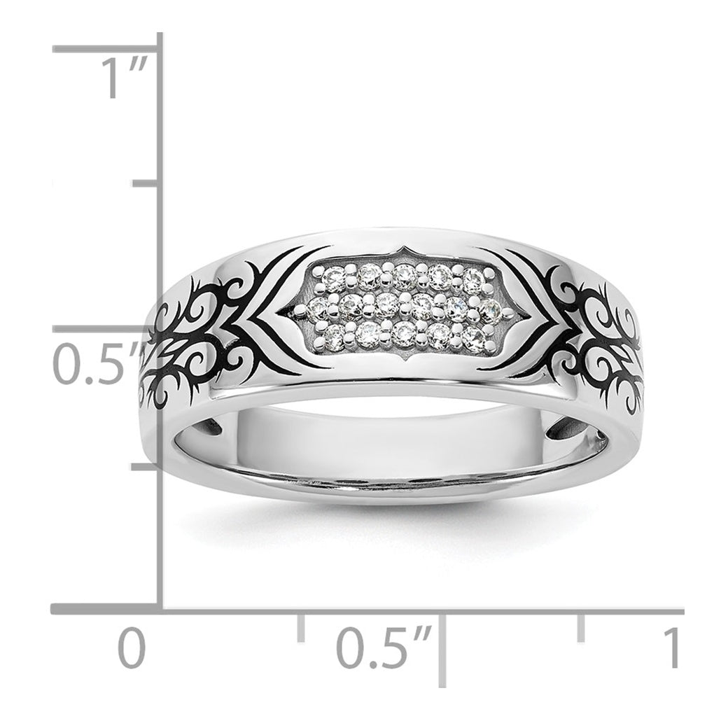 14K Yellow Or White Gold Antiqued IB Goodman Scroll Mens Complete 1/5ct Diamond Ring