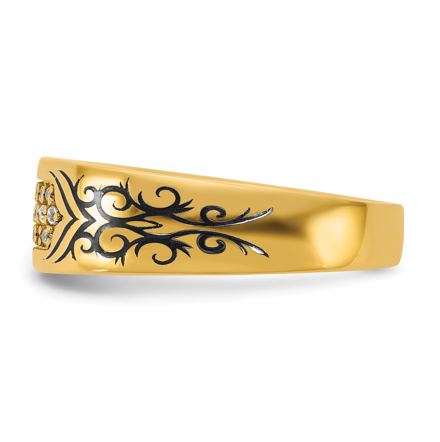 14K Yellow Or White Gold Antiqued IB Goodman Scroll Mens Complete 1/5ct Diamond Ring