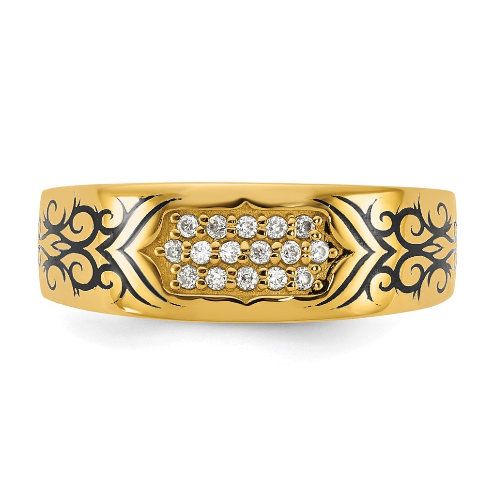 14K Yellow Or White Gold Antiqued IB Goodman Scroll Mens Complete 1/5ct Diamond Ring