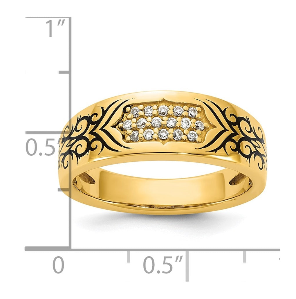 14K Yellow Or White Gold Antiqued IB Goodman Scroll Mens Complete 1/5ct Diamond Ring