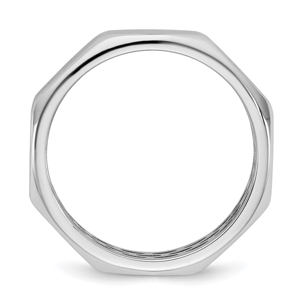 14k Yellow Or White Gold  IB Goodman Mens Satin Octagonal 5.8mm Ring