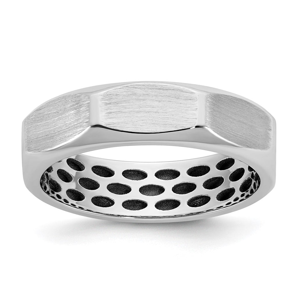 14k Yellow Or White Gold  IB Goodman Mens Satin Octagonal 5.8mm Ring