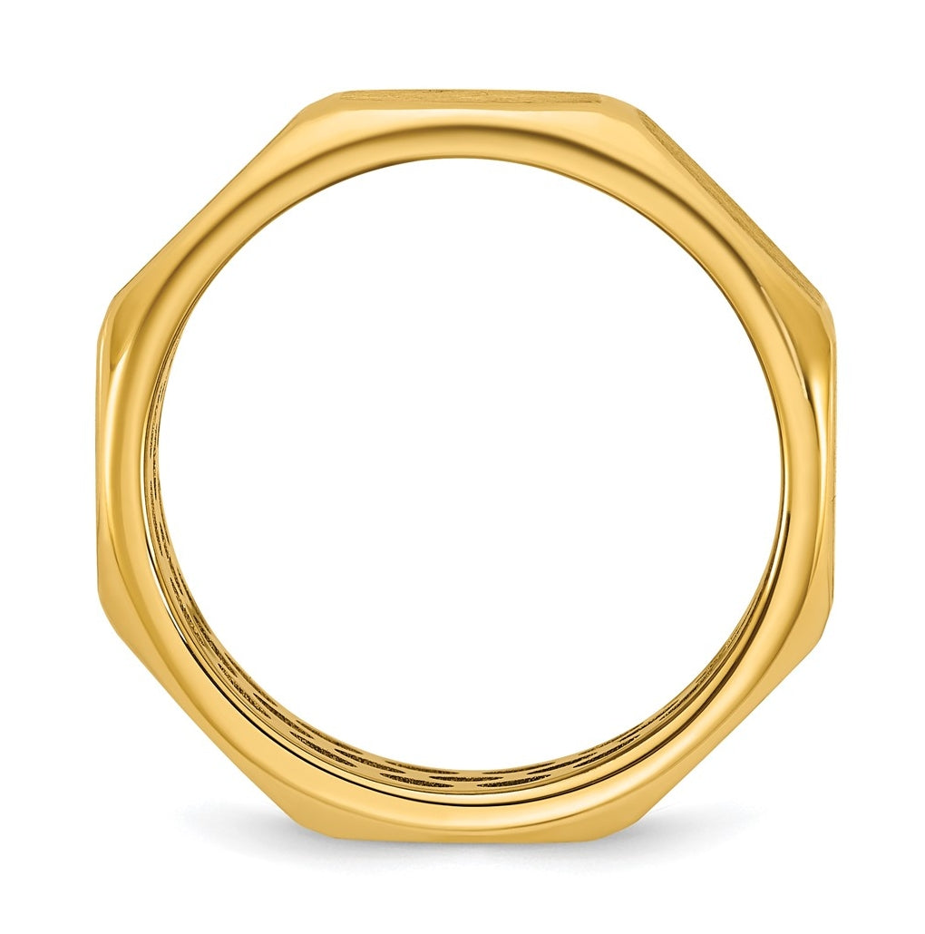 14k Yellow Or White Gold  IB Goodman Mens Satin Octagonal 5.8mm Ring