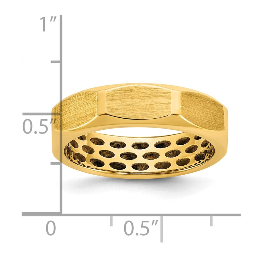 14k Yellow Or White Gold  IB Goodman Mens Satin Octagonal 5.8mm Ring
