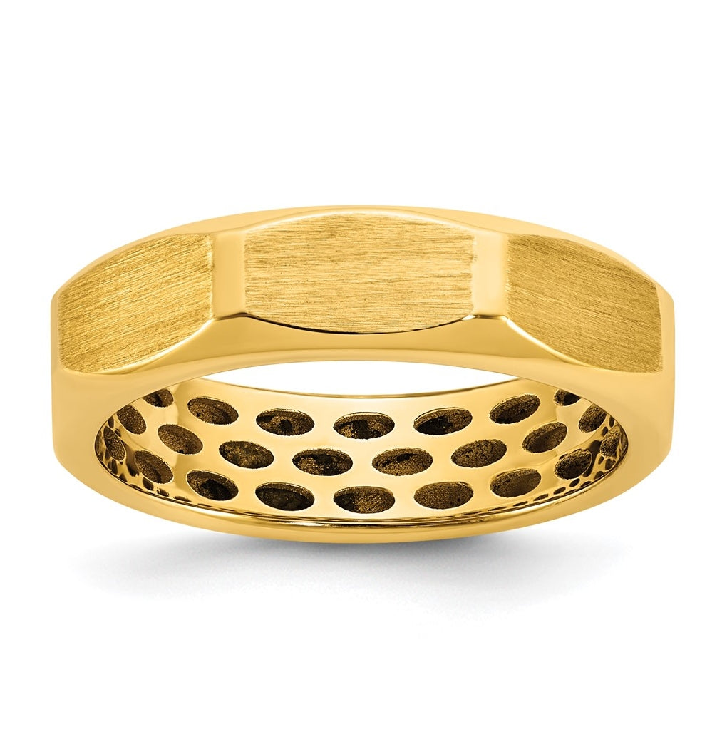 14k Yellow Or White Gold  IB Goodman Mens Satin Octagonal 5.8mm Ring
