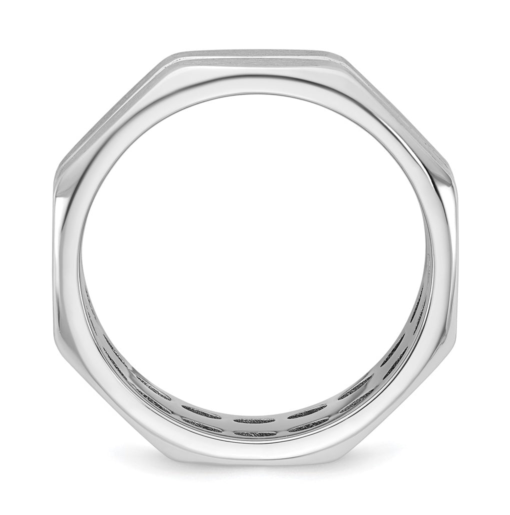 14k Yellow Or White Gold  IB Goodman Mens Satin Octagonal 7.7mm Ring