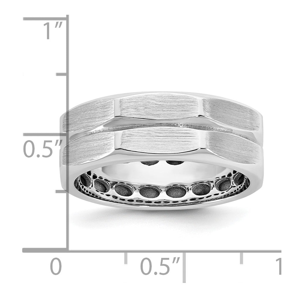 14k Yellow Or White Gold  IB Goodman Mens Satin Octagonal 7.7mm Ring