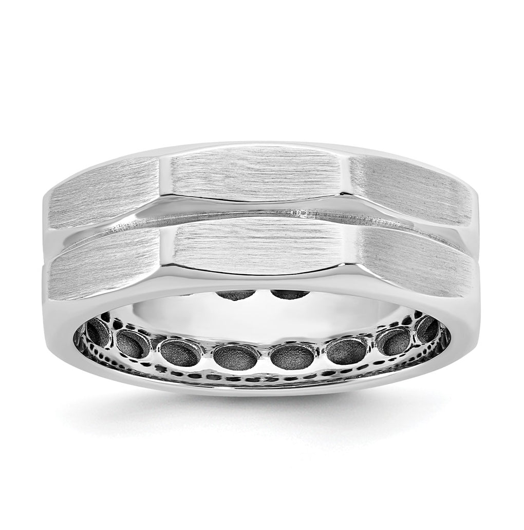 14k Yellow Or White Gold  IB Goodman Mens Satin Octagonal 7.7mm Ring