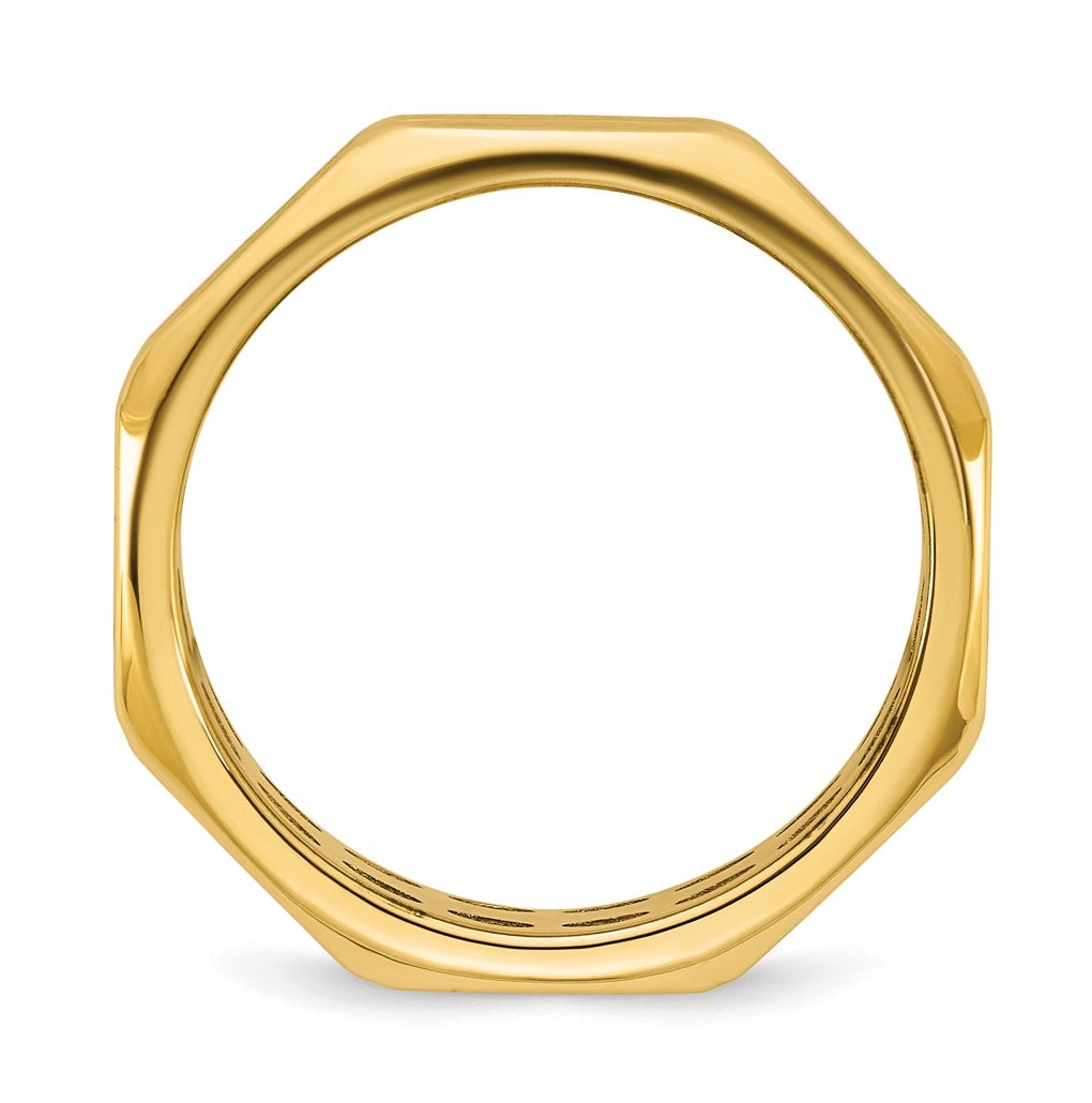 14k Yellow Or White Gold  IB Goodman Mens Satin Octagonal 7.7mm Ring