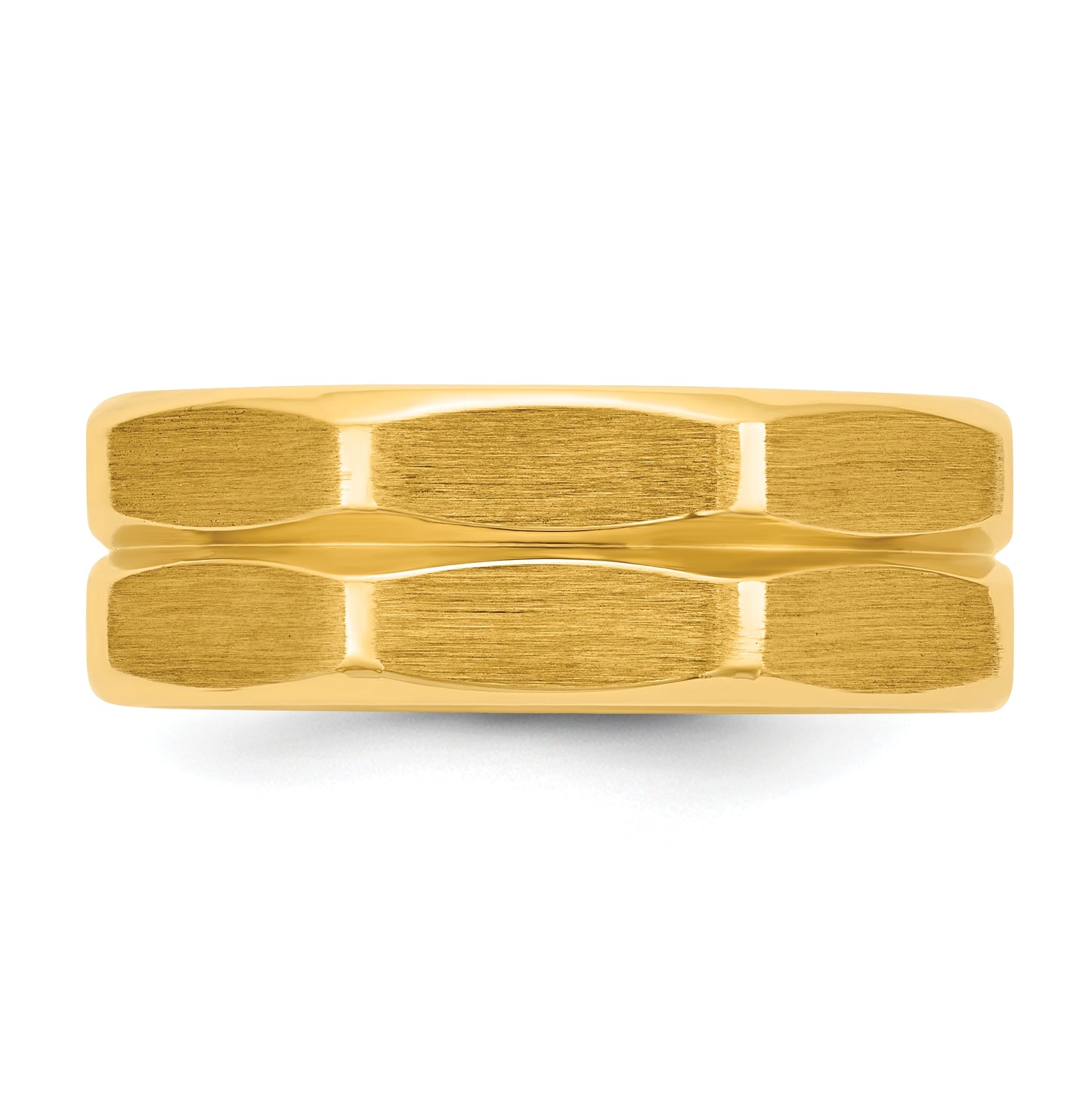 14k Yellow Or White Gold  IB Goodman Mens Satin Octagonal 7.7mm Ring