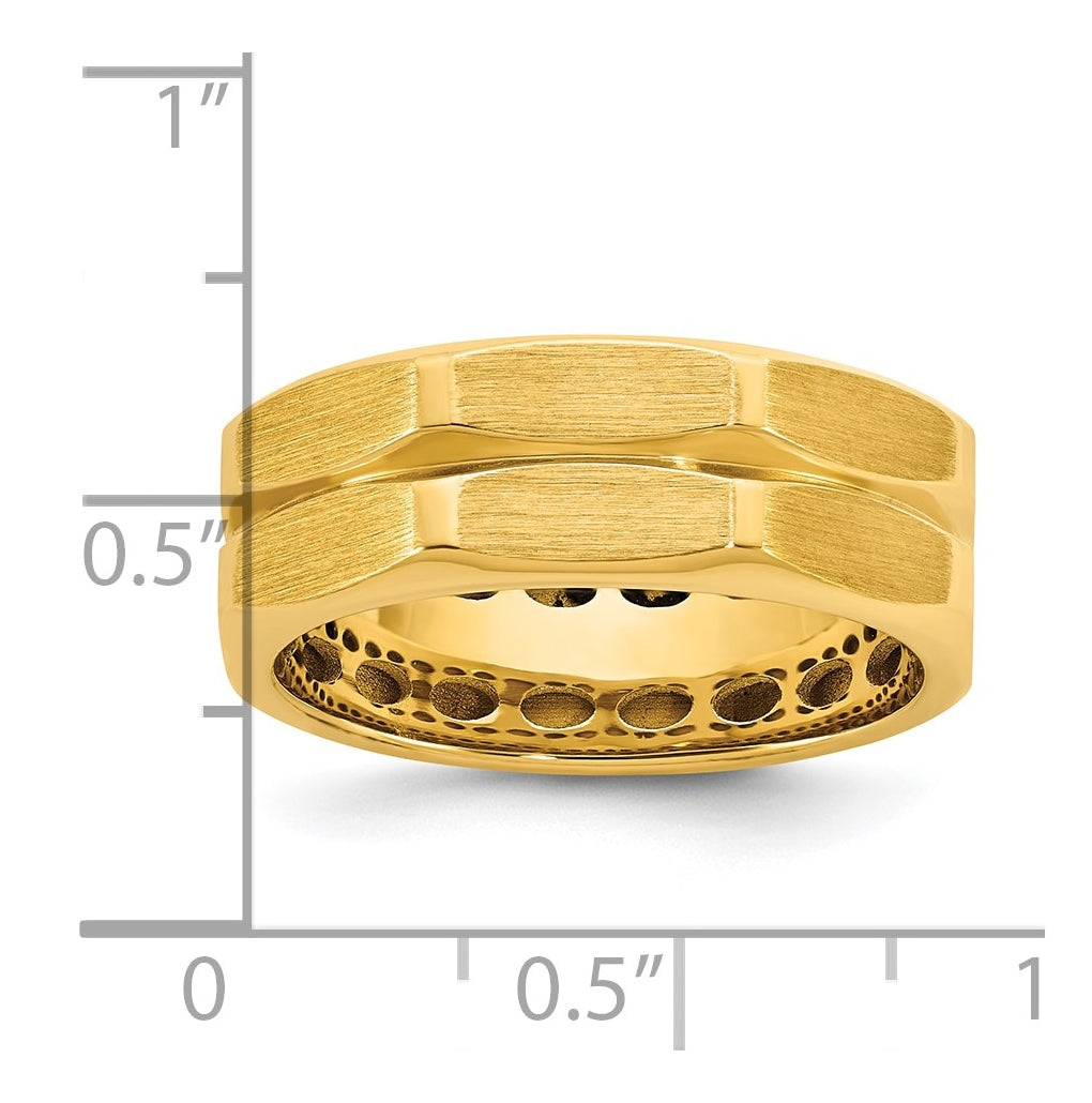 14k Yellow Or White Gold  IB Goodman Mens Satin Octagonal 7.7mm Ring