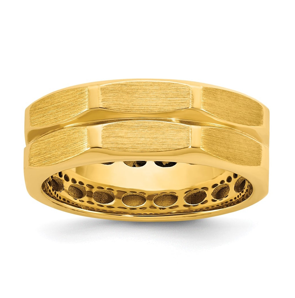 14k Yellow Or White Gold  IB Goodman Mens Satin Octagonal 7.7mm Ring
