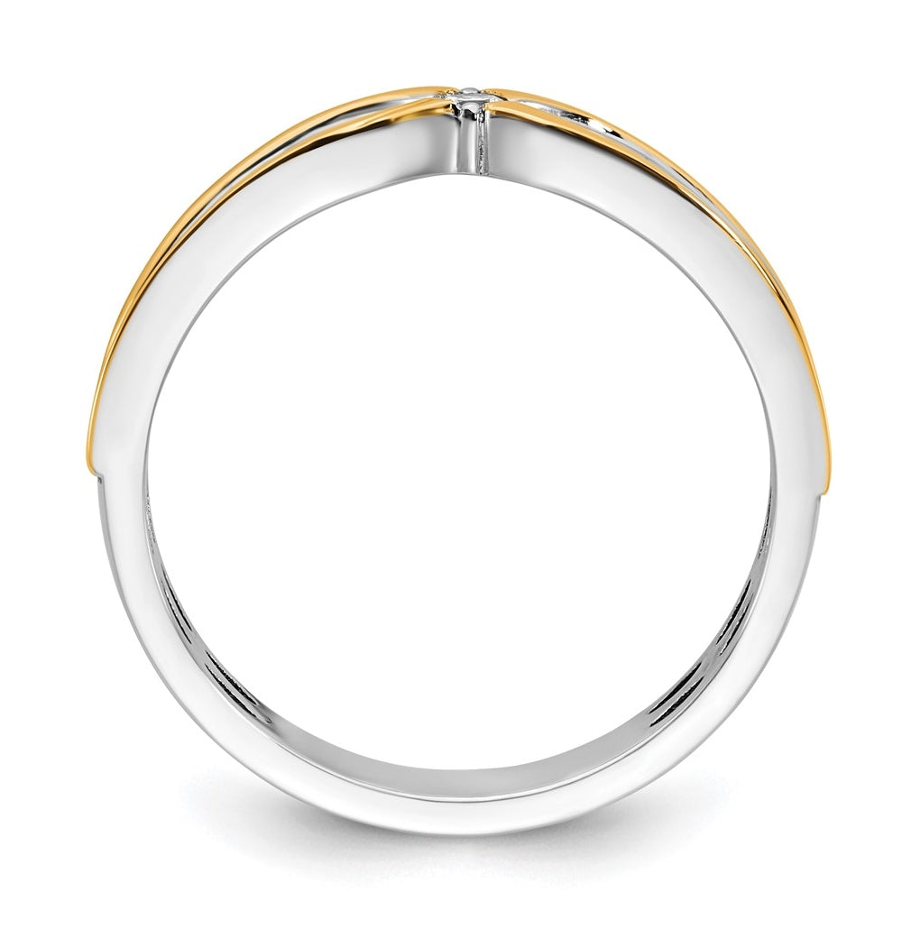 14k Two-Tone Gold IB Goodman Mens Polished Complete 1/20ct Diamond Ring