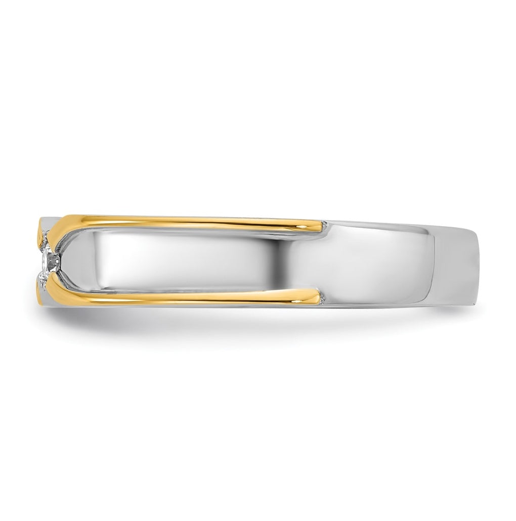 14k Two-Tone Gold IB Goodman Mens Polished Complete 1/20ct Diamond Ring