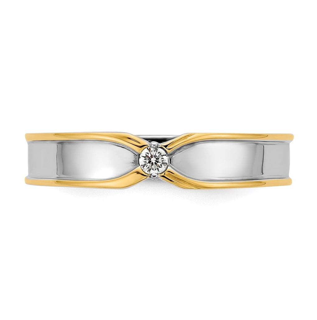 14k Two-Tone Gold IB Goodman Mens Polished Complete 1/20ct Diamond Ring