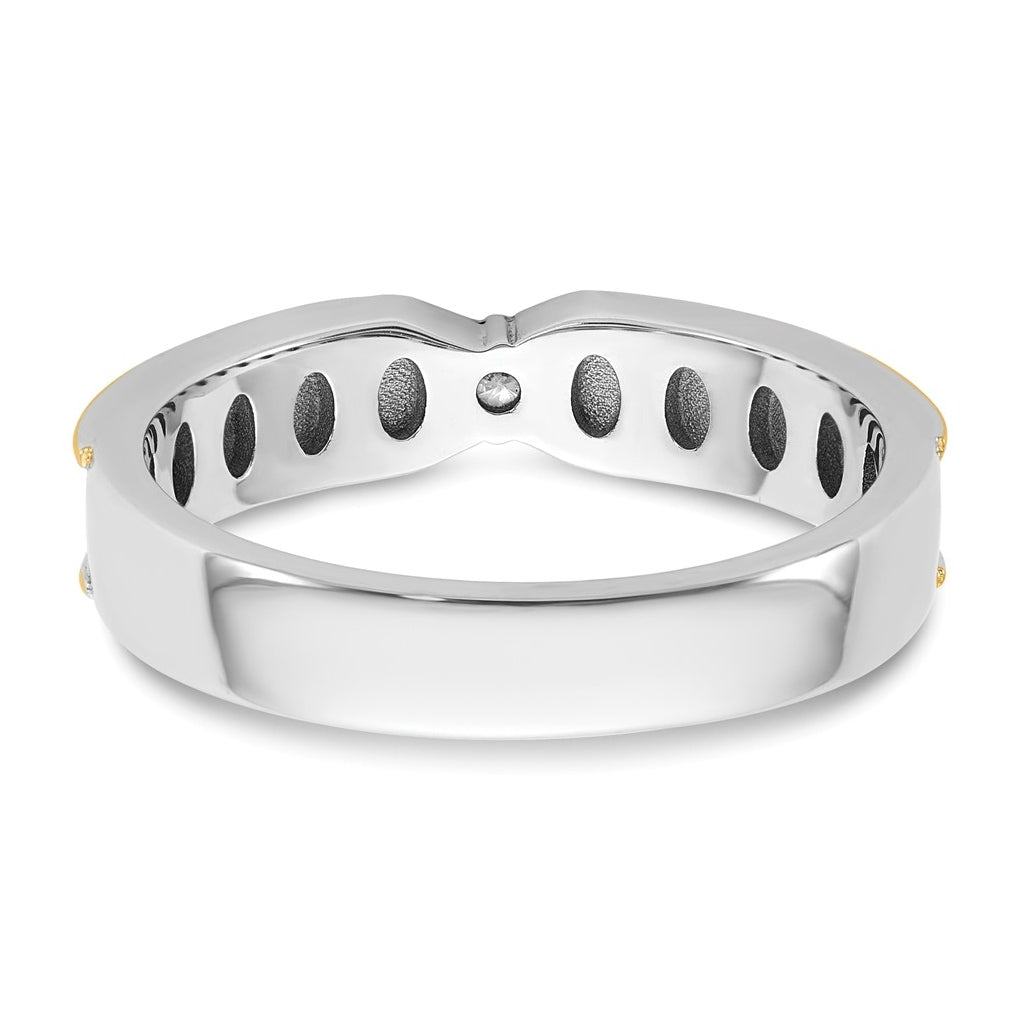 14k Two-Tone Gold IB Goodman Mens Polished Complete 1/20ct Diamond Ring