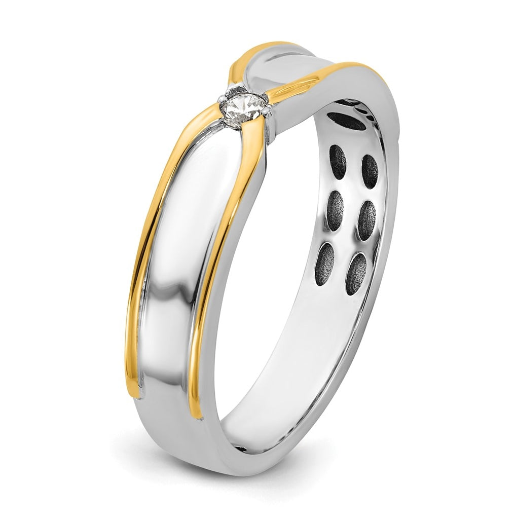 14k Two-Tone Gold IB Goodman Mens Polished Complete 1/20ct Diamond Ring