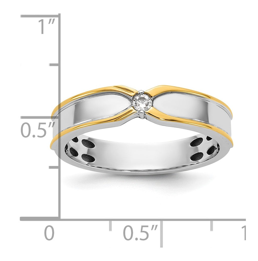 14k Two-Tone Gold IB Goodman Mens Polished Complete 1/20ct Diamond Ring