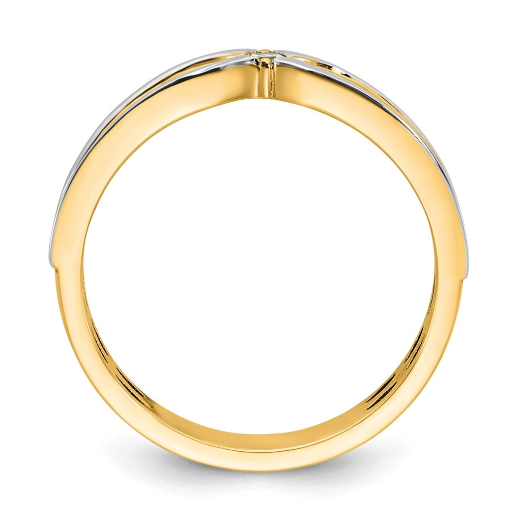 14k Two-Tone Gold IB Goodman Mens Polished Complete 1/20ct Diamond Ring