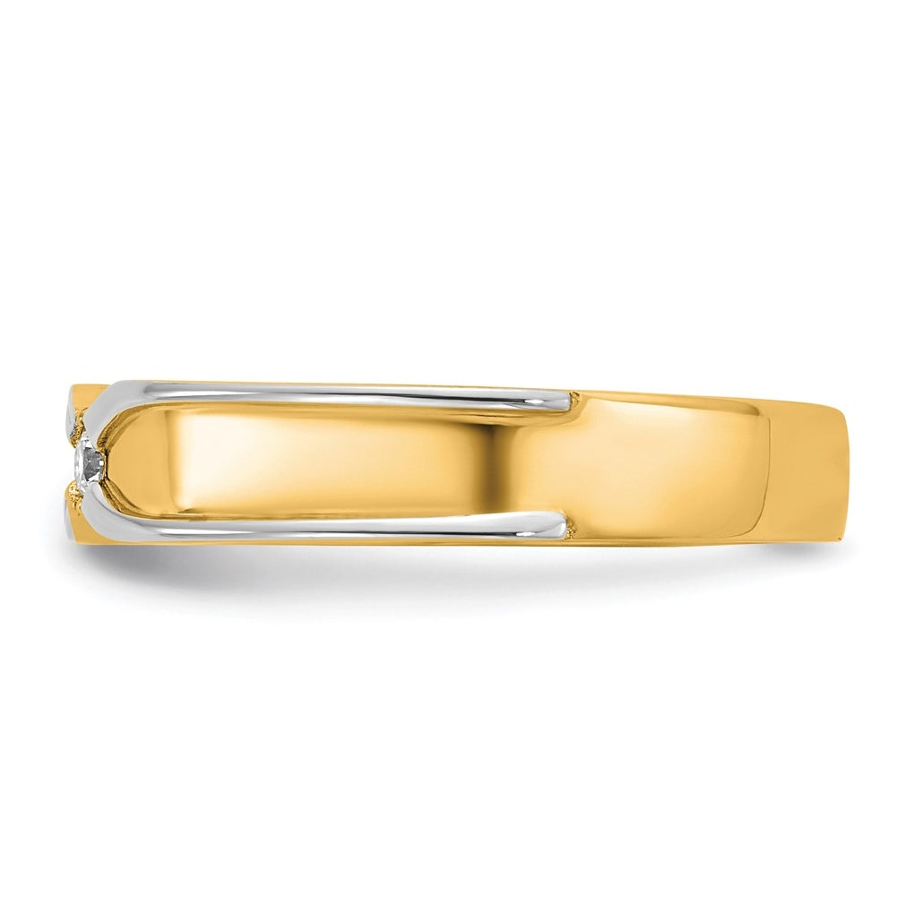 14k Two-Tone Gold IB Goodman Mens Polished Complete 1/20ct Diamond Ring