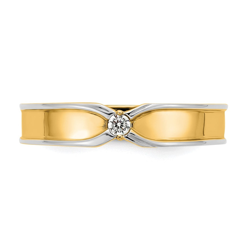 14k Two-Tone Gold IB Goodman Mens Polished Complete 1/20ct Diamond Ring