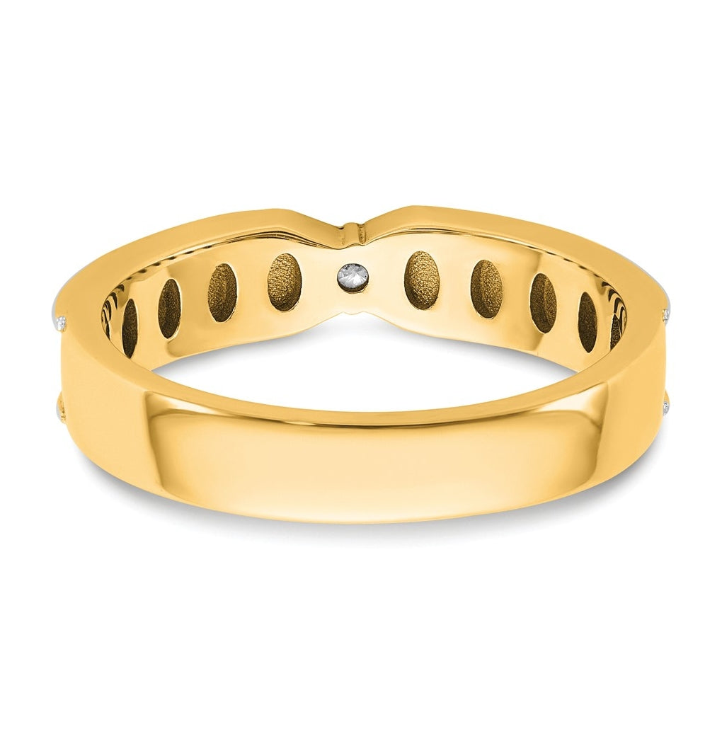 14k Two-Tone Gold IB Goodman Mens Polished Complete 1/20ct Diamond Ring