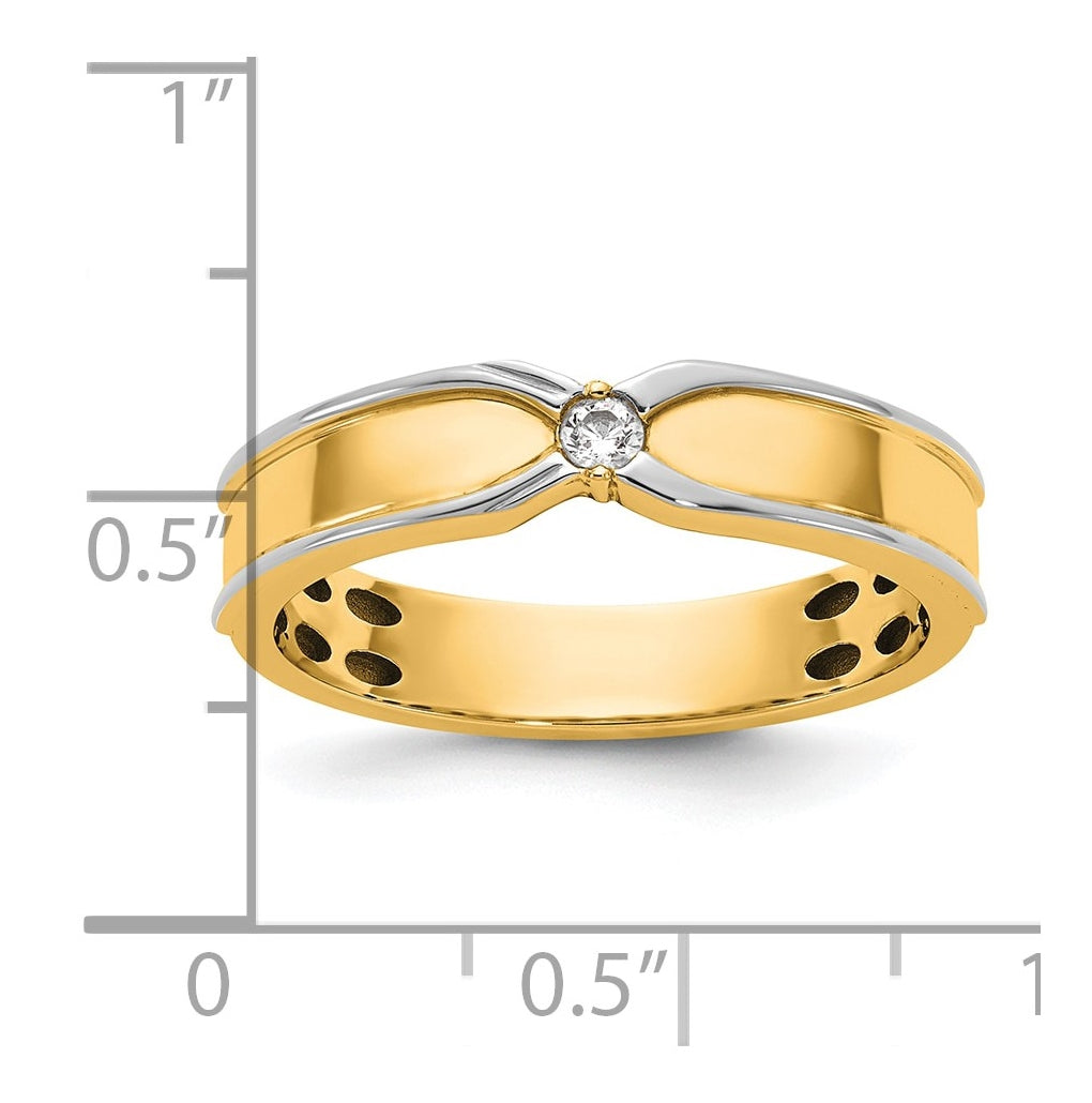 14k Two-Tone Gold IB Goodman Mens Polished Complete 1/20ct Diamond Ring