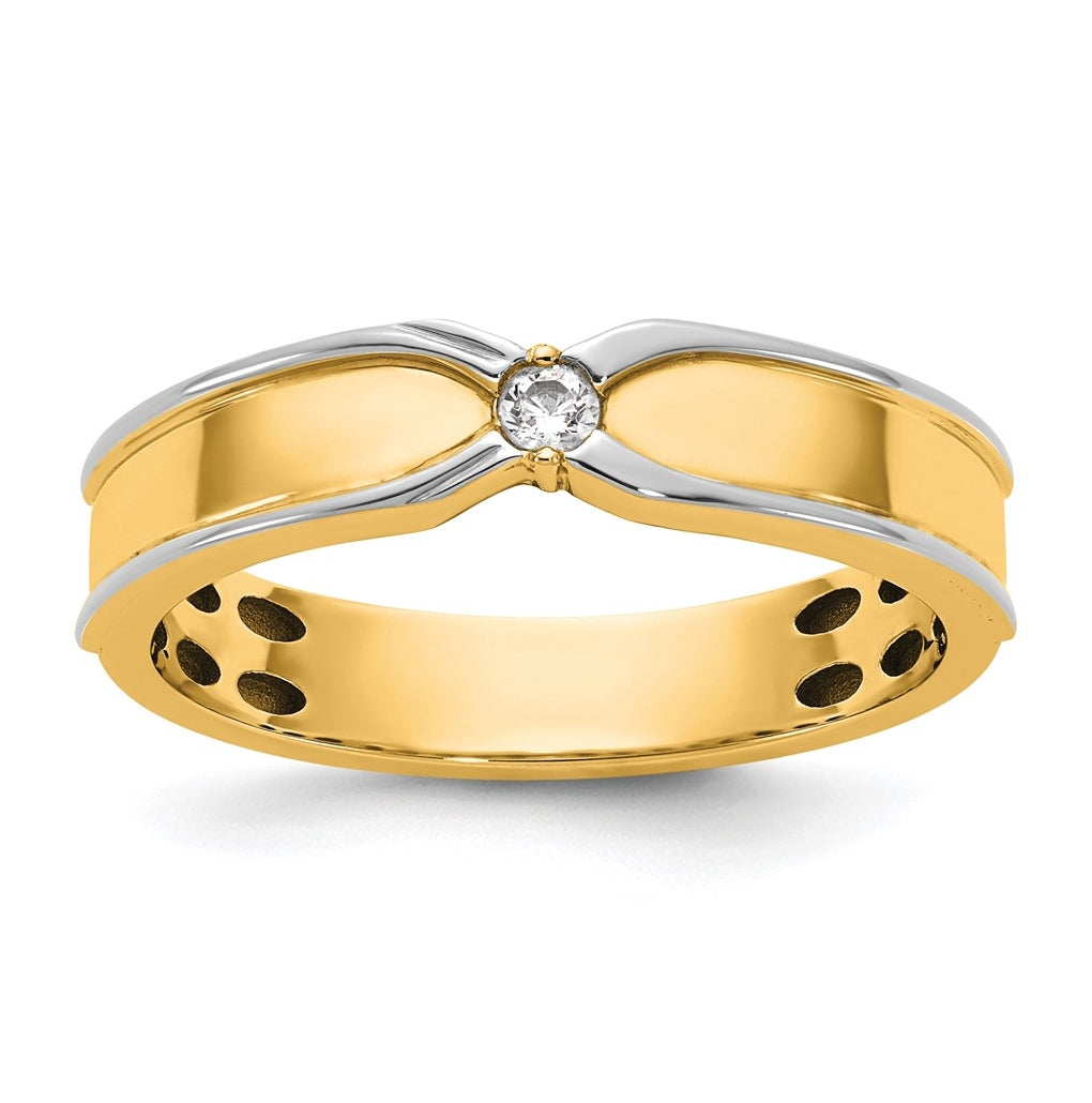 14k Two-Tone Gold IB Goodman Mens Polished Complete 1/20ct Diamond Ring