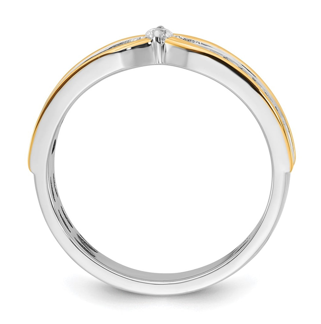 14k Two-Tone Gold IB Goodman Mens Polished Complete 1/5ct Diamond Ring