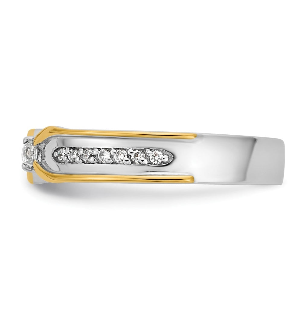 14k Two-Tone Gold IB Goodman Mens Polished Complete 1/5ct Diamond Ring