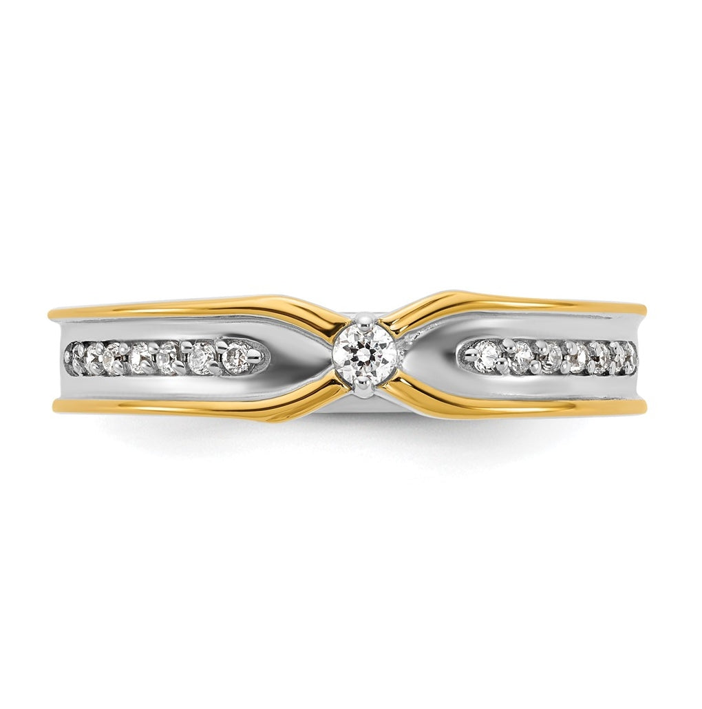14k Two-Tone Gold IB Goodman Mens Polished Complete 1/5ct Diamond Ring