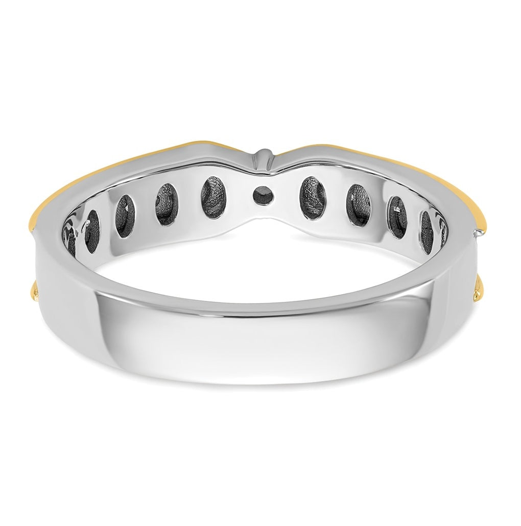 14k Two-Tone Gold IB Goodman Mens Polished Complete 1/5ct Diamond Ring