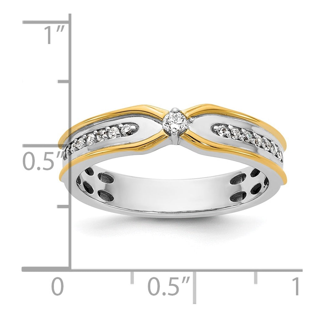 14k Two-Tone Gold IB Goodman Mens Polished Complete 1/5ct Diamond Ring