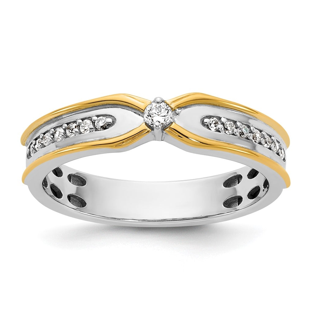 14k Two-Tone Gold IB Goodman Mens Polished Complete 1/5ct Diamond Ring
