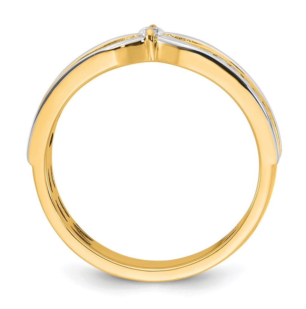 14k Two-Tone Gold IB Goodman Mens Polished Complete 1/5ct Diamond Ring