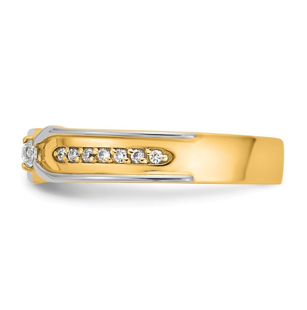 14k Two-Tone Gold IB Goodman Mens Polished Complete 1/5ct Diamond Ring