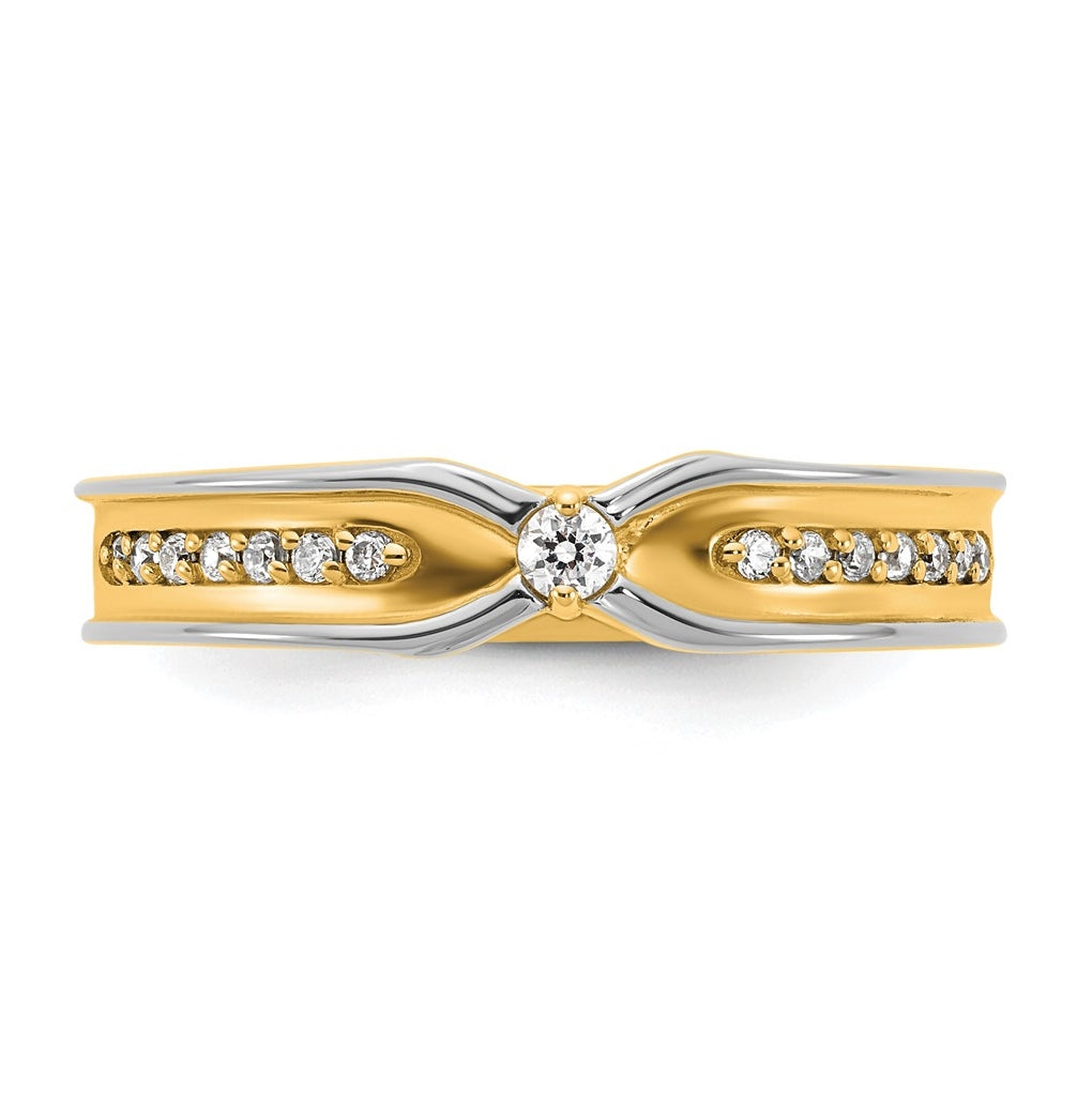 14k Two-Tone Gold IB Goodman Mens Polished Complete 1/5ct Diamond Ring