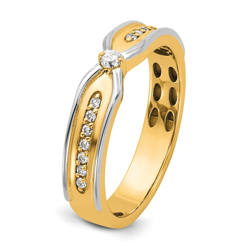 14k Two-Tone Gold IB Goodman Mens Polished Complete 1/5ct Diamond Ring